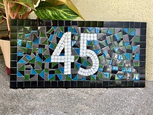 Unique Mosaic House Number Sign, House Number Sign, Green Street Mosaics 