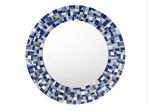 Blue Mosaic Mirror Round Mirror Green Street Mosaics 