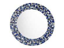 Mosaic Art Mirror, Round  Wall Mirror - Blue, Gray, White