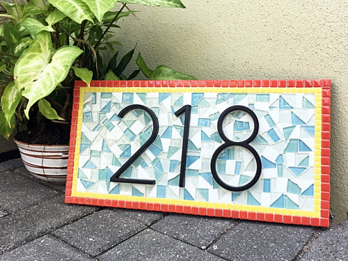 Colorful House Number Sign, House Number Sign, Green Street Mosaics 