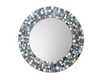 Round Wall Mirror in Gray, White, Aqua, Teal Mosaic, Round Mosaic Mirror, Green Street Mosaics 