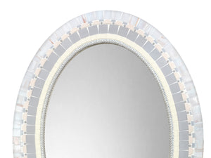 Neutral Gray and White Oval Wall Mirror, OVAL Mosaic Mirror, Green Street Mosaics 