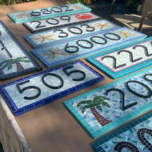 Blue Mosaic House Number Sign
