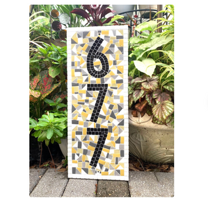 House Number Sign Yellow and Gray, Address Sign