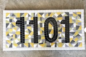 House Number Sign Yellow and Gray, Address Sign