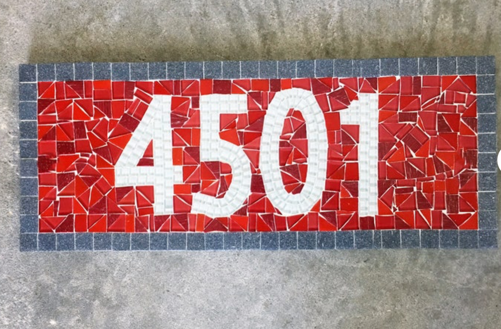 Red Outdoor House Number Sign – Green Street Mosaics