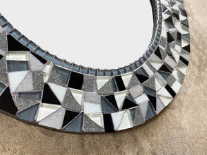 Black and White Wall Mirror, OVAL Mosaic Mirror, Green Street Mosaics 