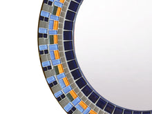 Round Mosaic Mirror Blue and Orange, Round Mosaic Mirror, Green Street Mosaics 