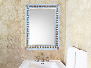 Bathroom Mirror Brown and Gray, Rectangular Mosaic Mirror, Green Street Mosaics 