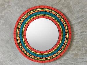 Colorful Round Mosaic Mirror, Round Mosaic Mirror, Green Street Mosaics 