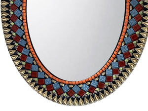Oval Mirror Jeweled Tones, OVAL Mosaic Mirror, Green Street Mosaics 