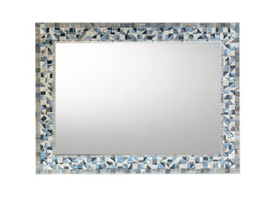 Gray and Blue Wall Mirror, Rectangular Mosaic Mirror, Green Street Mosaics 