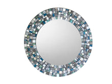 Wall Mirror - Gray, White, Aqua, Teal, Round Mosaic Mirror, Green Street Mosaics 