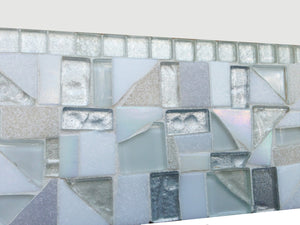 White, Silver, Gray Mosaic Mirror, Rectangular Mosaic Mirror, Green Street Mosaics 