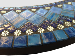 Blue Mosaic Mirror, Round Mosaic Mirror, Green Street Mosaics 