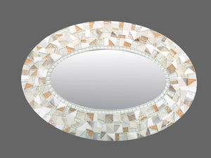 White Mosaic Mirror, OVAL Mosaic Mirror, Green Street Mosaics 