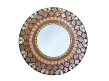 Brown and Gold Mosaic Wall Mirror, Round Mosaic Mirror, Green Street Mosaics 