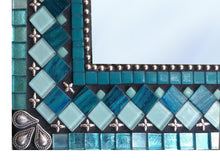 Mosaic Wall Mirror - Teal, Aqua, Turquoise, Square Mosaic Mirror, Green Street Mosaics 