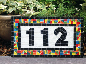Whimsical Outdoor House Numbers, House Number Sign, Green Street Mosaics 