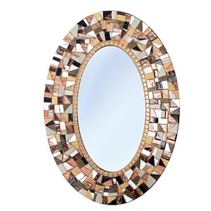 Brown Oval Mosaic Mirror, OVAL Mosaic Mirror, Green Street Mosaics 