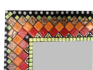 Mixed Materials Mosaic Mirror, Rectangular Mosaic Mirror, Green Street Mosaics 