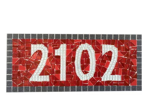 Red Outdoor House Number Sign, House Number Sign, Green Street Mosaics 