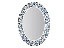 Blue and Gray Oval Mosaic Mirror, OVAL Mosaic Mirror, Green Street Mosaics 