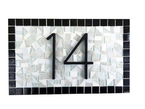 Black and White Address Sign, House Number Sign, Green Street Mosaics 