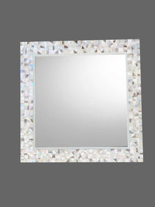 White Mosaic Mirror, Square Mosaic Mirror, Green Street Mosaics 