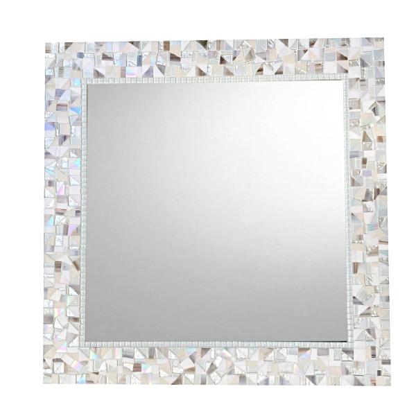 White Mosaic Mirror, Square Mosaic Mirror, Green Street Mosaics 