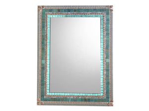 Handcrafted Mosaic Mirror, Rectangular Mosaic Mirror, Green Street Mosaics 