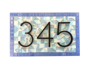 Outdoor House Number Plaque for Beach House, House Number Sign, Green Street Mosaics 