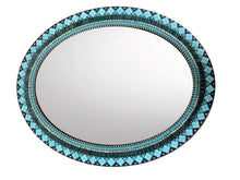 Mosaic Mirror Teal Silver Black, OVAL Mosaic Mirror, Green Street Mosaics 