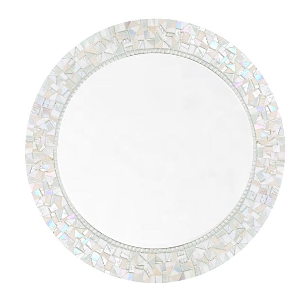 Round White Mirror, Round Mosaic Mirror, Green Street Mosaics 