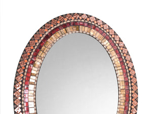 Bronze Copper Mosaic Mirror, OVAL Mosaic Mirror, Green Street Mosaics 