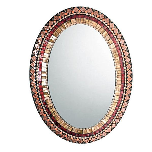 Bronze Copper Mosaic Mirror, OVAL Mosaic Mirror, Green Street Mosaics 