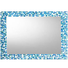 Blue, Aqua, Teal Bathroom Wall Mirror, Rectangular Mosaic Mirror, Green Street Mosaics 
