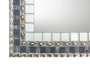 Custom Size for John T. 34 x 30" Rectangle (H), Rectangular Mosaic Mirror, Green Street Mosaics 