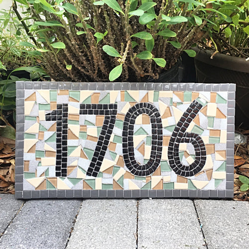 Personalized Housewarming Gift, House Number Sign, Green Street Mosaics 
