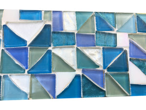 Blue, Aqua, Teal Bathroom Wall Mirror, Rectangular Mosaic Mirror, Green Street Mosaics 