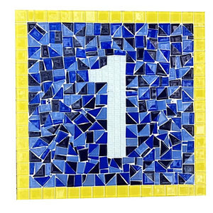 Blue and Yellow House Number Sign, House Number Sign, Green Street Mosaics 