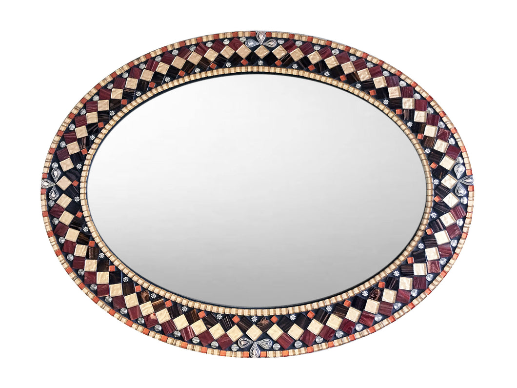 Ornate Wall Mirror, OVAL Mosaic Mirror, Green Street Mosaics 