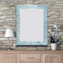 Aqua Gray Brown Mosaic Mirror, Rectangular Mosaic Mirror, Green Street Mosaics 