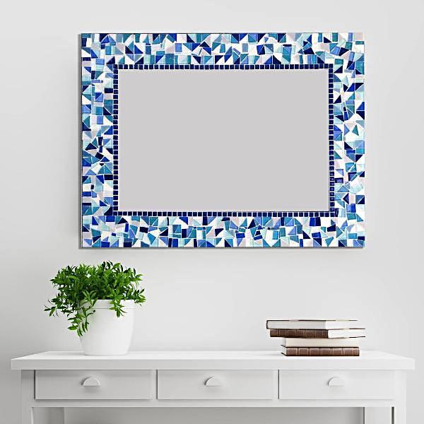 Blue wall outlet mirror