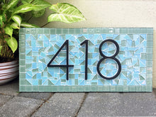 Green and Aqua Mosaic Address Sign, House Number Sign, Green Street Mosaics 