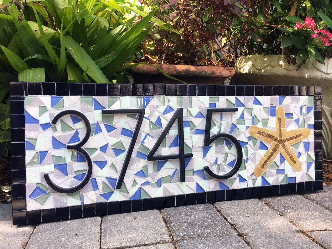 Realtor Closing Gift, House Number Sign, Green Street Mosaics 