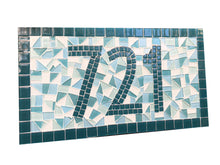 Teal Mosaic Address Sign, House Number Sign, Green Street Mosaics 