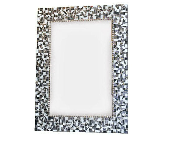 Gray Mosaic Mirror, Rectangular Mosaic Mirror, Green Street Mosaics 