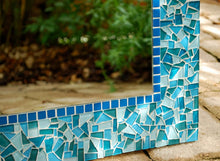 Turquoise and Blue Mosaic Mirror, Rectangular Mosaic Mirror, Green Street Mosaics 