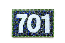 Blue and Green Address Sign, House Number Sign, Green Street Mosaics 